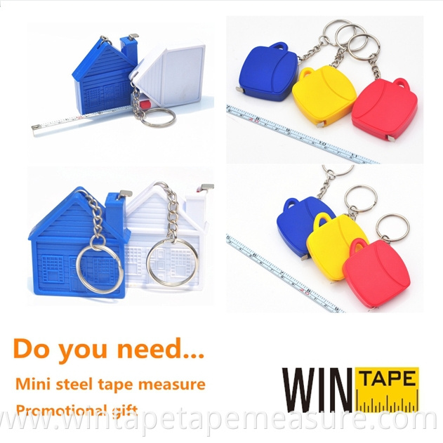 Retractable keychains mini house shape steel tape measure